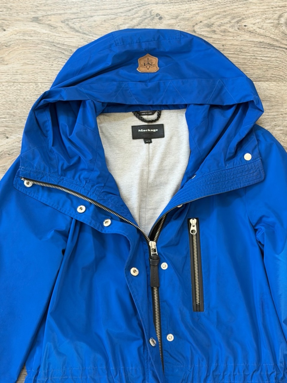 Mackage Royal Blue Hooded Raincoat - XS - Picture 2 of 6